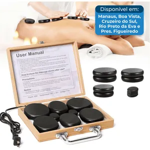Kit de Massagem com Pedras Quentes 10 Peças Preto A-BI
