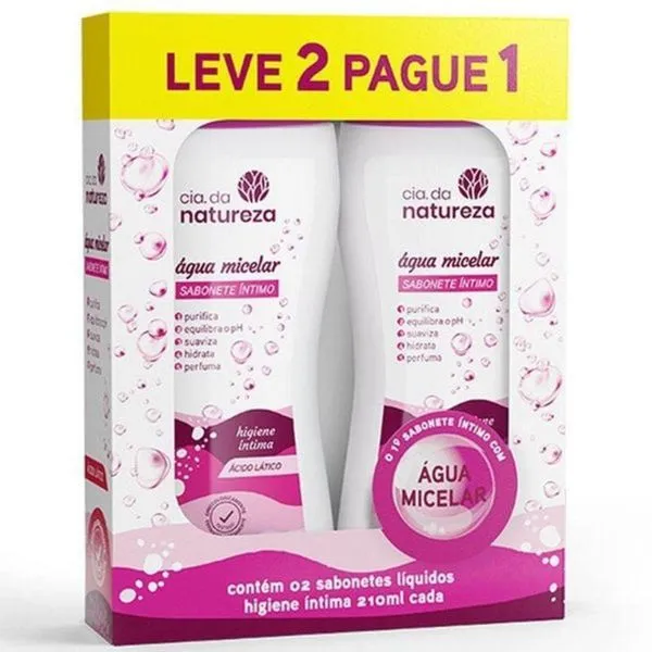 Sabonete Íntimo Cremoso Água Micelar 210ml - Kit com 2 unidades