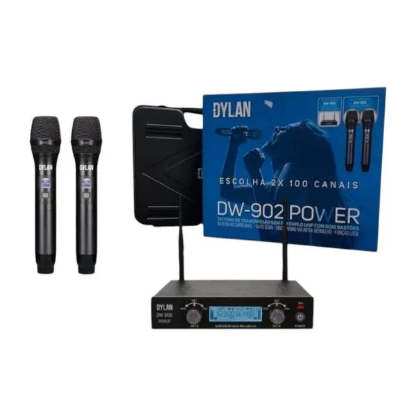 Microfone Duplo Sem Fio Dylan Power DW-902 (MP)