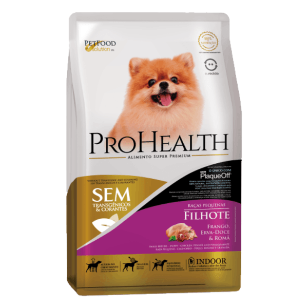 Ração ProHealth Cães Filhotes Raças Pequenas Frango, Erva-Doce e Romã 10,1 kg