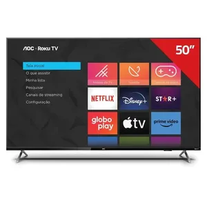 TV 50" AOC Smart Roku UHD 4K 50U6125/78G | Preto (Bivolt)