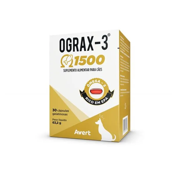 Ograx-3 1500mg para Cães Avert 30 cápsulas