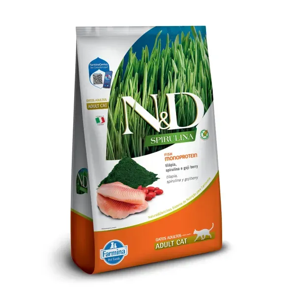 Ração N&amp;D Spirulina Gatos Adultos Tilápia 7 kg