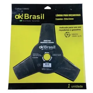 Lâmina Para Roçadeira OK! Brasil 3 Pontas 255x1,6mm (MP)