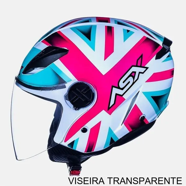 Capacete ASX City Air Kingdom Brilho Branco E Rosa 62 (MP)