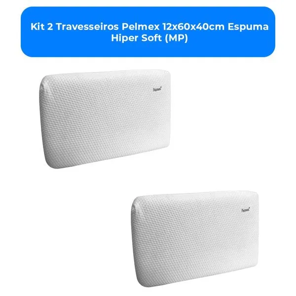 Kit 2 Travesseiros Pelmex 12x60x40cm Espuma Hiper Soft (MP)