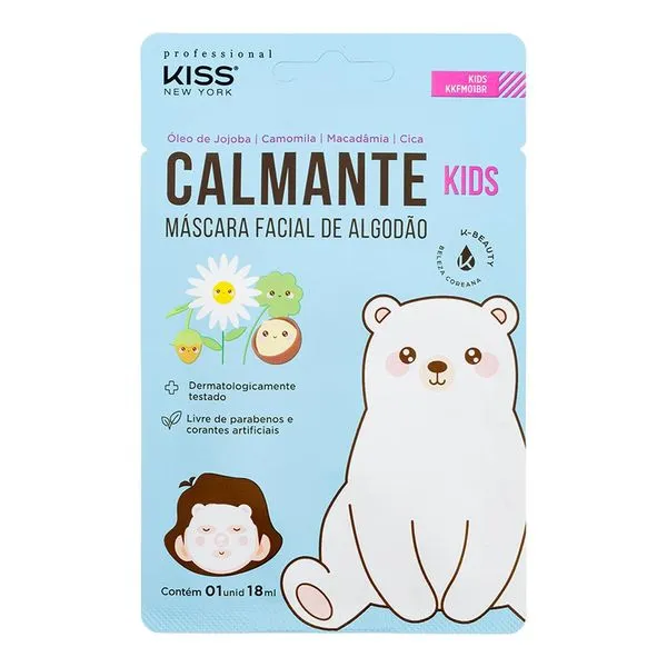 Máscara Facial Kiss New York Calmante para Crianças 1 Unidade