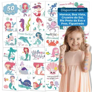 Tatuagem Emome Sereia 50 Folhas Temáticas Para Crianças A-BI
