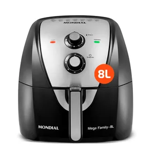 Air Fryer Mondial 8 Litros Antiaderente Duraflon Painel Aço Inox Preto AFN-80 BI 110V