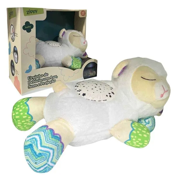 Carneirinho De Pelúcia Com Luz, Som e Projeção, Original, Zippy Toys, Ovelha Carneiro Antialérgico