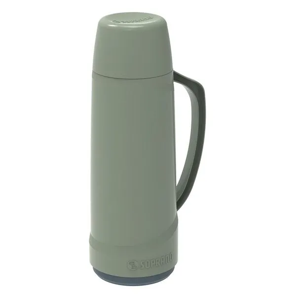 Garrafa Térmica 1L ampola de vidro Verde Cristal Soprano