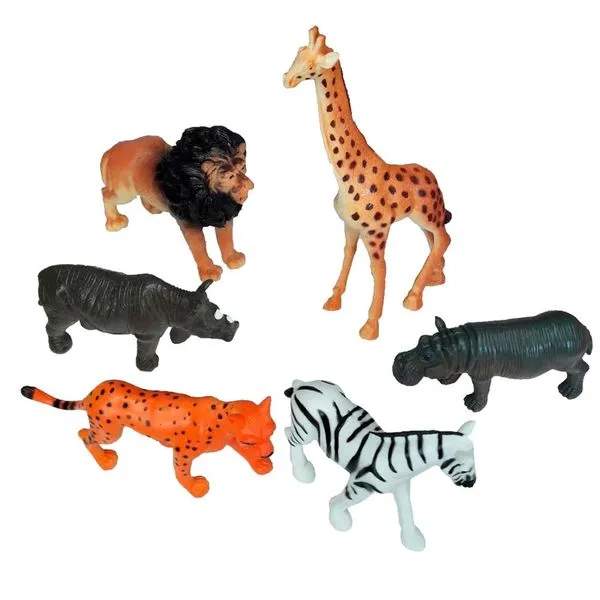 Kit Animais Amigos Da Selva De Brinquedo Wellkids 6 Peças WB6786 (MP)