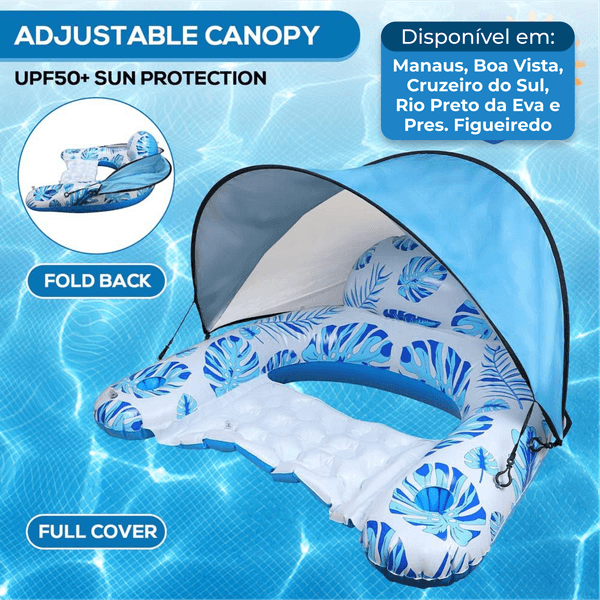 Cadeira Inflável de Piscina Mortime Com Suporte de Copo Azul A-BI