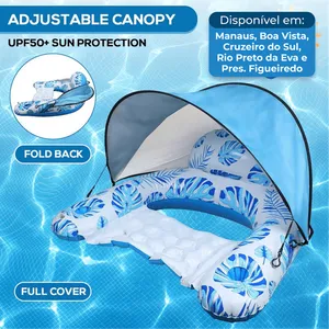 Cadeira Inflável de Piscina Mortime Com Suporte de Copo Azul A-BI