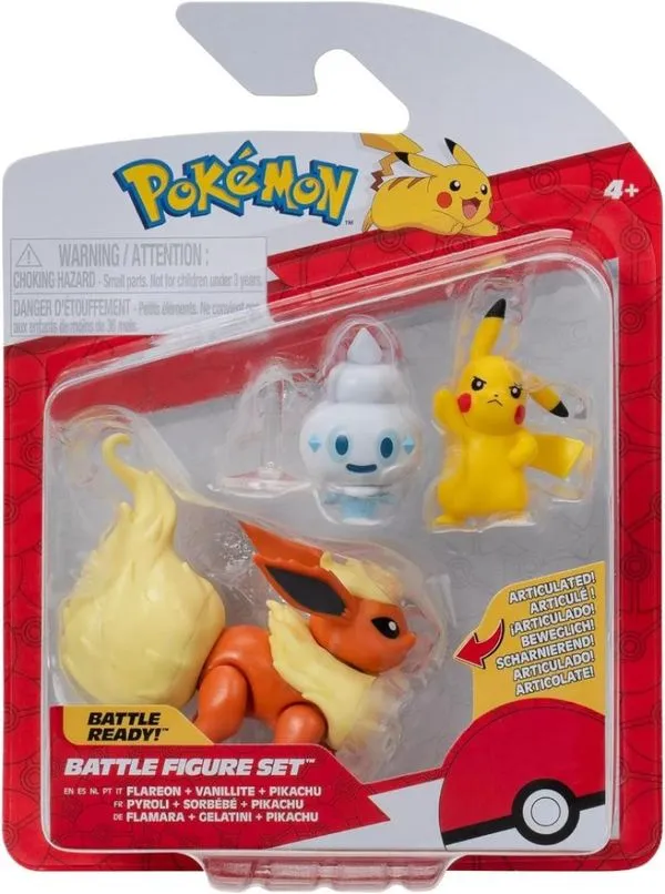 Bonecos Pokémon Pikachu Flamara Gelatini Sunny - 3423