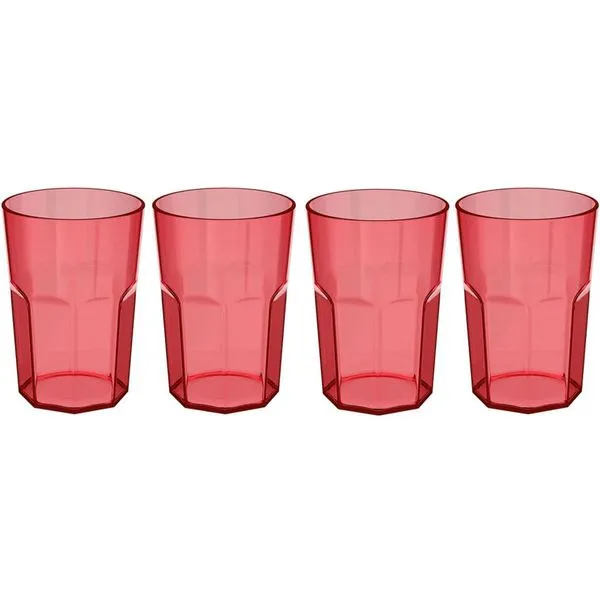 Kit Copos Martiplast 4 Peças Ou Drink 400ml Vermelho KTE103_BEMVM