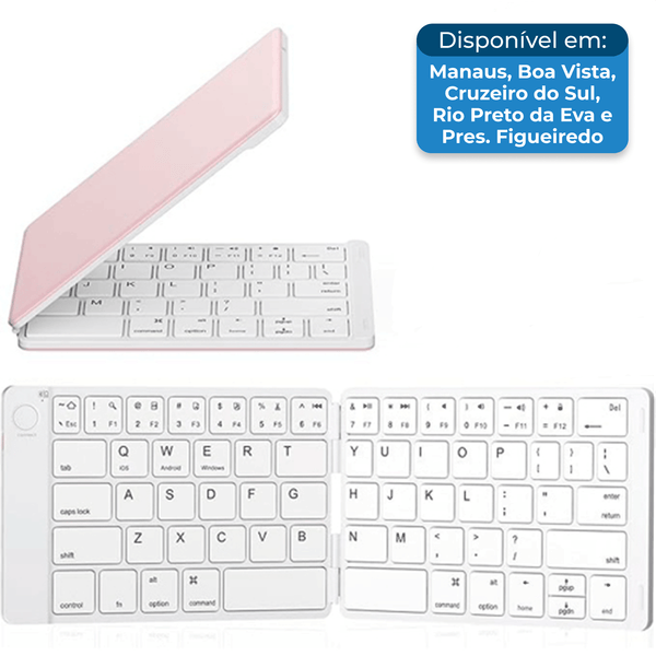 Teclado Samsers Dobrável Branco E Rosa A-BI