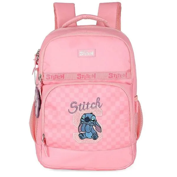 Mochila de Costas Luxcel Stitch Quadriculado Rosa Único