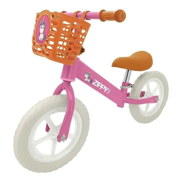 Bicicleta de Equilíbrio Infantil Aro 12 Rosa com Cesta Zippy Toys BE23314