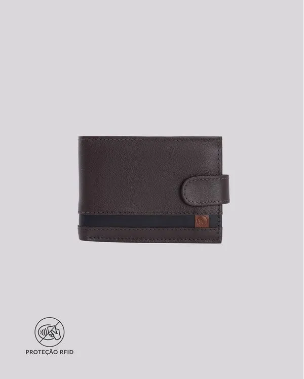 Carteira Masculina Couro RFID Clássica Botão | Siena 543AV MARROM