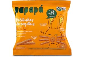 Papapá, Palitinho de vegetais infantil (Biscoito), Orgânico, Sabor Cenoura, 20g, Laranja