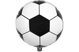 Kit 10 Balões Metalizados Bola de Futebol 18" (45 cm) – Foil Preto e Branco para Festa Infantil, Copa, Aniversário, Decoração