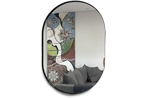 Espelho Oval 60x40cm com Moldura Cor:Preto