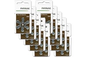 Phonak Baterias de aparelho auditivo Mercury Free Size 312 Zinc Air (60 baterias)