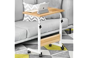 Mesa ajustável dobrável, mesa de notebook lateral com ajuste de altura (Nogueira-Básico)