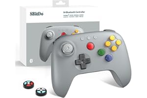 8Bitdo 64 Bluetooth Controller for Analogue 3D, Switch, Switch 2, Windows, Android – Hall Effect Joystick, Vibration, Turbo F