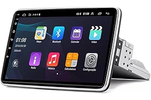 H-TECH Central Multimidia 10pol 1Din Tela Rotativa Android 12 Carplay Android Auto