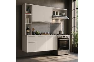 Armário de Cozinha Compacta com Balcão Sofia Multimóveis MP2001 - Branco