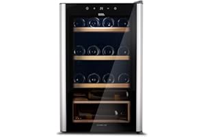 Adega Climatizada 22 Garrafas EOS Premium com Porta de Vidro e Inox Prateleira de Madeira com Compressor EAC24IM 110V