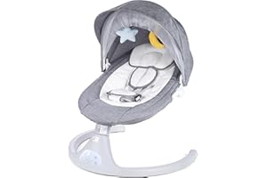Cadeira de Descanso e Balanço para Bebê Bliss Baby Style com Música, Mosquiteiro e Controle Remoto (Cinza)