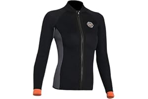 Jaqueta feminina masculina 3 mm neoprene manga comprida mergulho mergulho molhado camisa 2 mm 1,5 mm quente zíper frontal cam