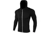 Jaqueta esportiva masculina com capuz, manga comprida, leve, para corrida, academia