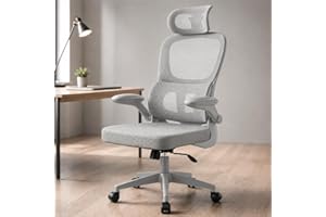 Cadeira Ironwell Ergonômica para Escritório e Home Office, Mesh Respirável, Cinza, com Apoio de Cabeça e Altura Ajustável