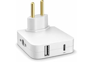 Adaptador de Tomada Articulado com USB e USB-C Benjamin – 110V/220V – 2 Entradas Padrão + Porta Tipo C – Hub de Energia Compa