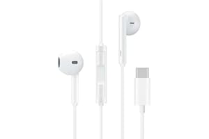 Fone de Ouvido com Fio Premium Tipo-C, 4ª Geração, Anti-Ruído (99,15%), Cabo de Tecido Antitramado, Branco – Compatível com S