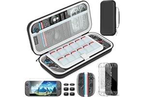 HEYSTOP Capa para Case Switch Compatível com Switch 2 Case Kit de Acessórios 9 em 1 com Estojo de Transporte Capa Protetora A