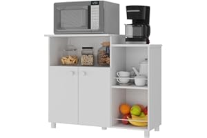 Balcão Fruteira Multimóveis para Forno e Micro-ondas, 2 Portas, Nicho para Galão de Água, Cozinha/Lavanderia - Branco Premium