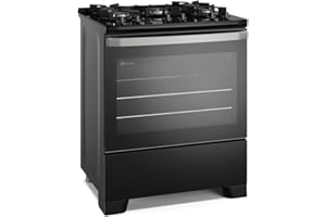 Fogão de Piso 5 Bocas à Gás Electrolux FE5GB Efficient com Mesa de Vidro Preto Bivolt