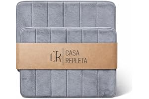 Kit com 2 Tapetes de Banheiro Macio, 60x40cm, Cores Cinza e Preto - Casa Repleta