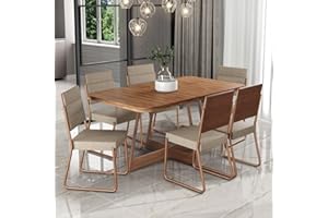 Conjunto Sala de Jantar 6 Cadeiras Charlotte Carraro Nogal com Rose