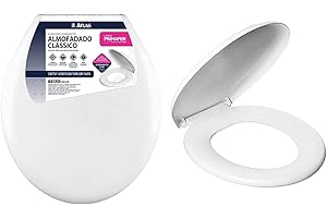 Atlas - Assento Sanitário Plástico Almofadado Clássico com Kit de Fixação, Cor Branca