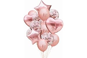 Kit Buque Balão Metalizado 14 Peças Bexiga Festa Diversas Cores (Rose Gold)