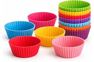 Forminha de Silicone para Cupcake e Muffin Coloridas – Kit com 12 Unidades, Antiaderente, Reutilizável, para Forno, Airfryer,