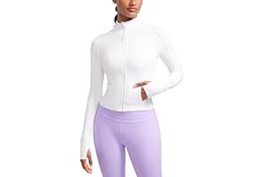 CRZ YOGA Butterluxe Jaqueta feminina cropped justa leve para treino com zíper frontal completo e orifícios para os polegares