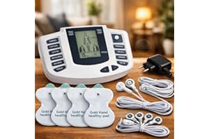 Aparelho Eletroestimulador Muscular TENS EMS Portátil com 4 Modos de Massagem, Controle de Intensidade, Eletrodos Reutilizáve