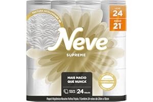 Neve Papel Higiênico Supreme Folha Tripla, 20m, Leve 24 Pague 21 Rolos